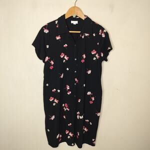 J Jill Floral Dress Stretch Knit Button Front